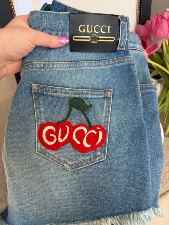 Gucci Denim - GUCCI 🍒Cherry Patch Jean Shorts